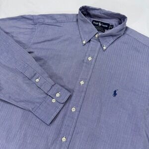 Ralph Lauren Yarmouth Dress Shirt Mens 16-34/35 Button Down Long Sleeve Blue